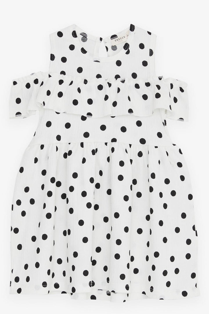 BRE Breeze Girl's Dress with Polka Dot Pattern, 3-7 Years, White - Halle