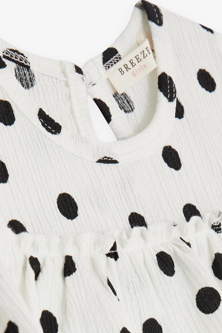 BRE Breeze Girl's Dress with Polka Dot Pattern, 3-7 Years, White - Halle