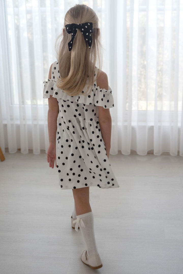 BRE Breeze Girl's Dress with Polka Dot Pattern, 3-7 Years, White - Halle