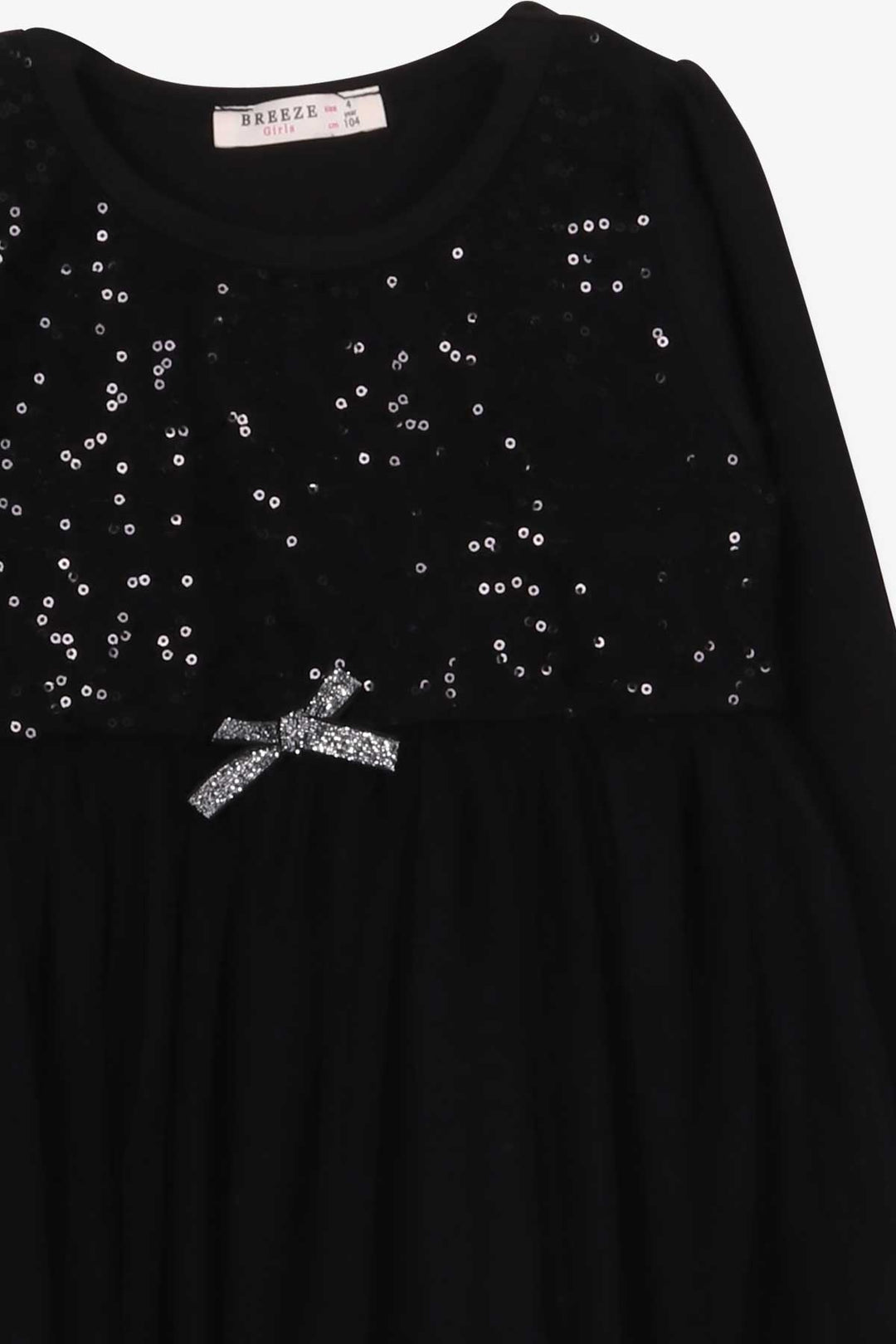 BRE Breeze Girl's Dress with Sequins and Bow Tulle, 4-9 Years, Black - Rouen