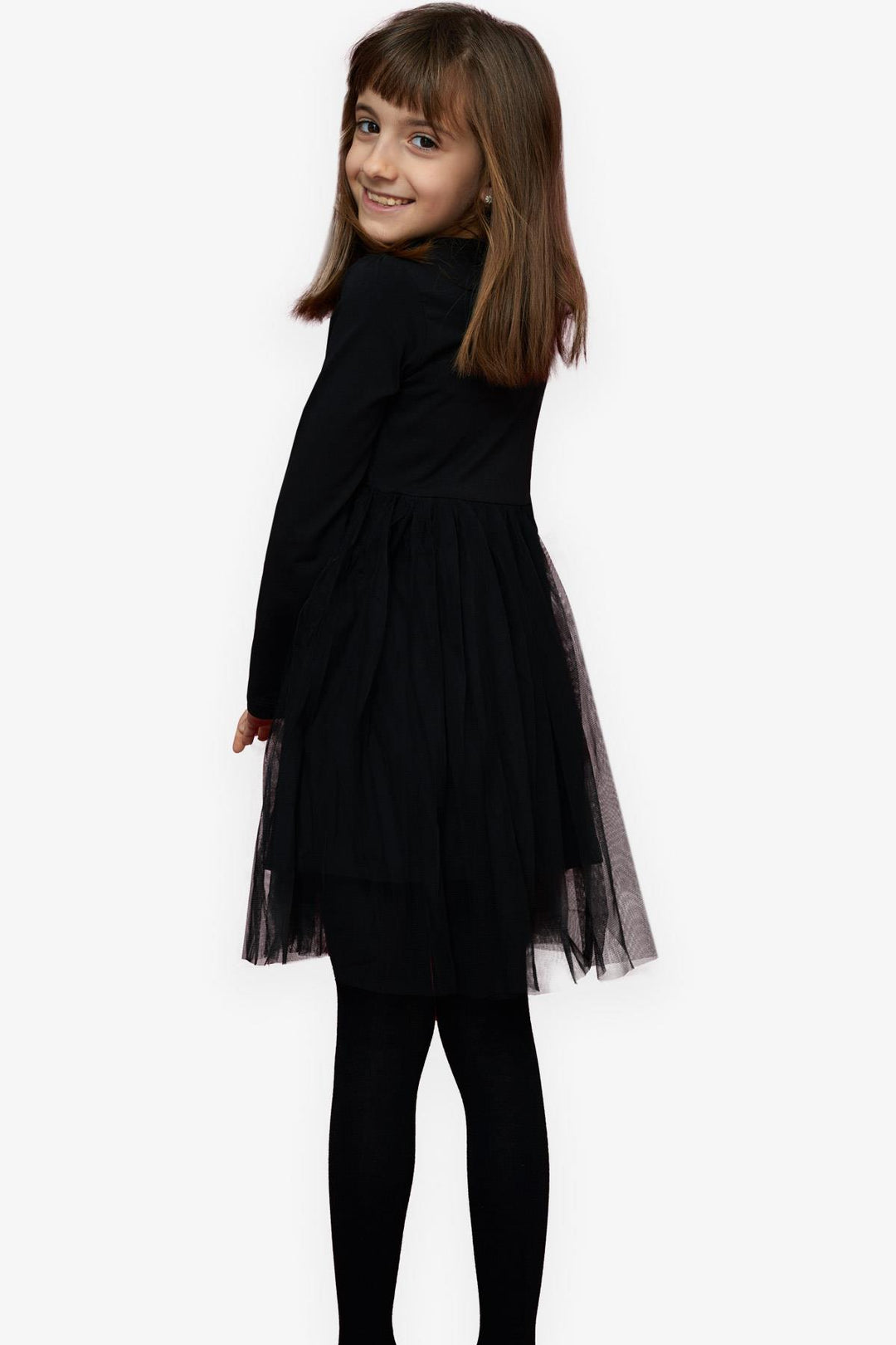 BRE Breeze Girl's Dress with Sequins and Bow Tulle, 4-9 Years, Black - Rouen
