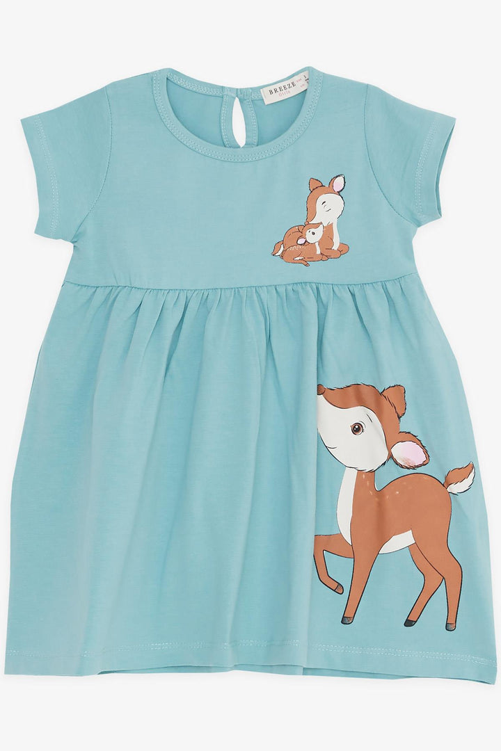BRE Breeze Girl's Dress Cute Deer Printed 1.5-5 Years, Mint Green - Grand Island