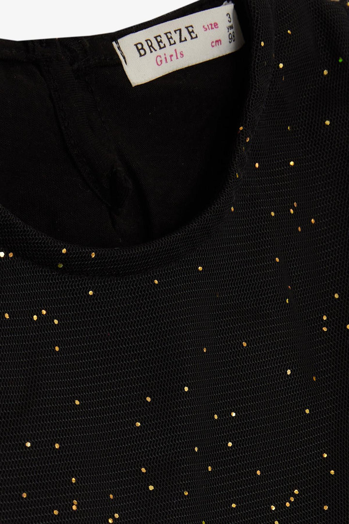 BRE Breeze Girl's Dress with Sequined Tulle Frills, 3-7 Years, Black - Palma