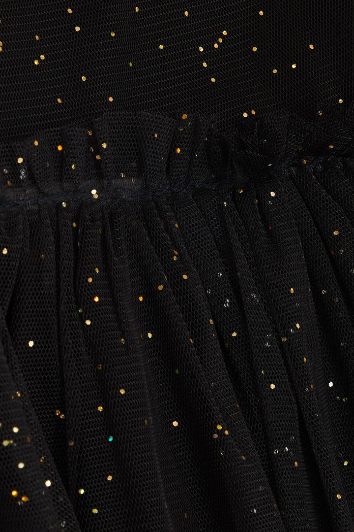 BRE Breeze Girl's Dress with Sequined Tulle Frills, 3-7 Years, Black - Palma