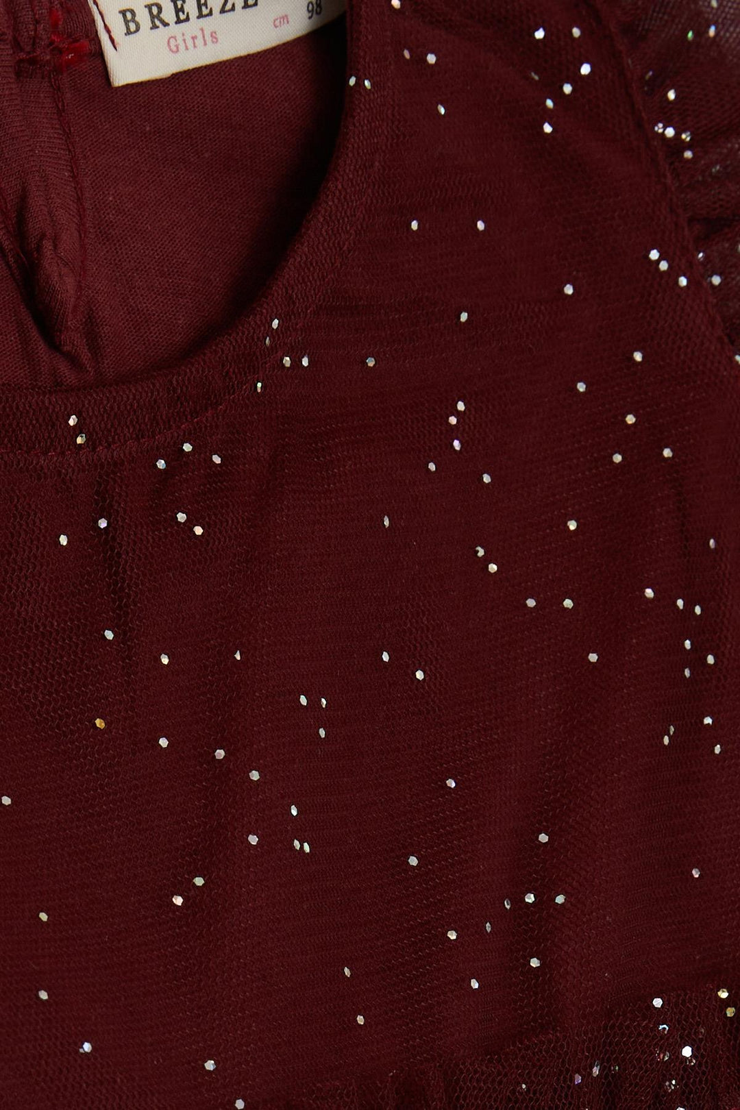BRE Breeze Girl's Dress with Sequined Tulle Frills, 3-7 Years, Burgundy - Kaufbeuren