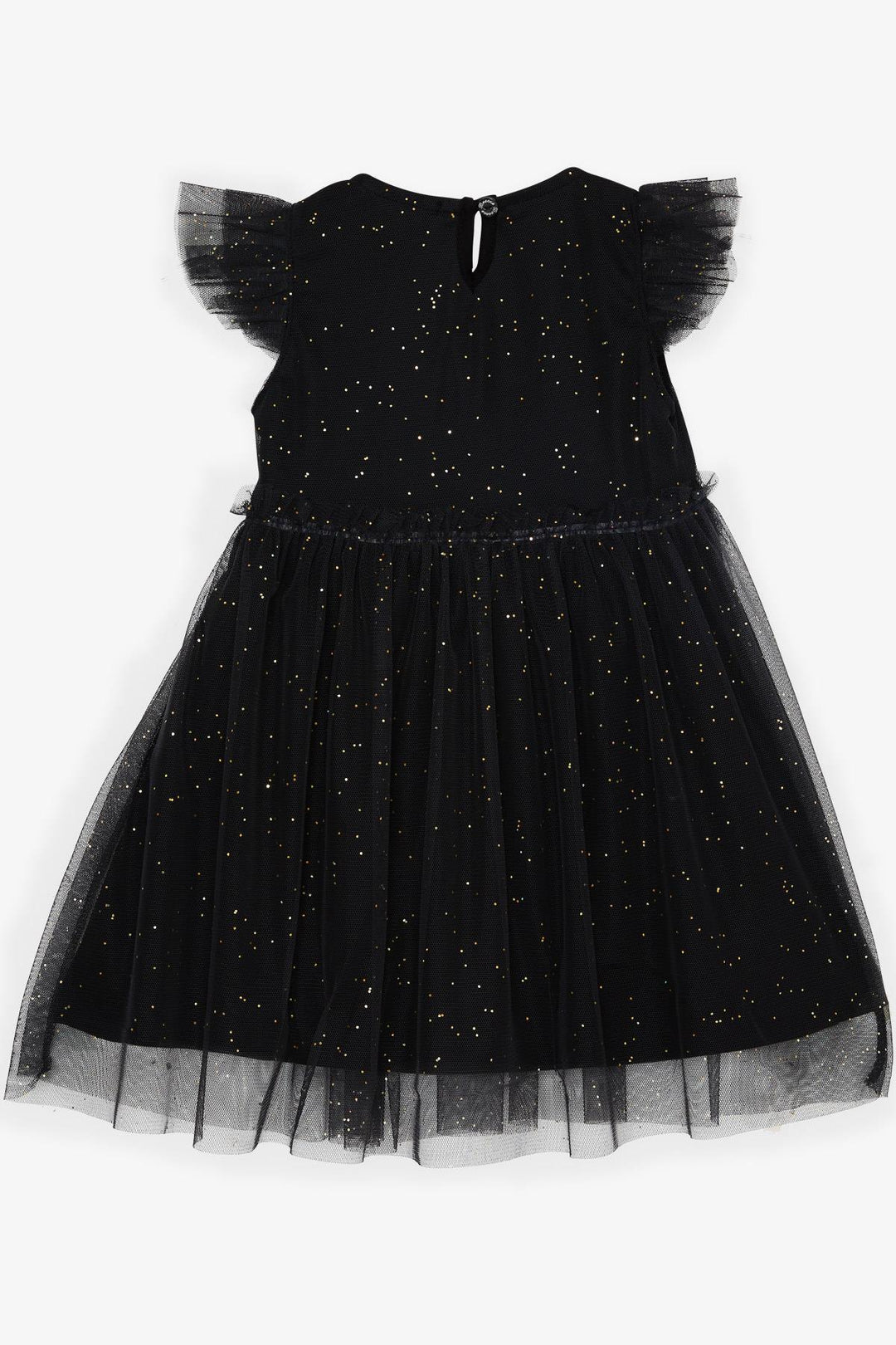BRE Breeze Girl's Dress with Sequined Tulle Frills, 3-7 Years, Black - Palma