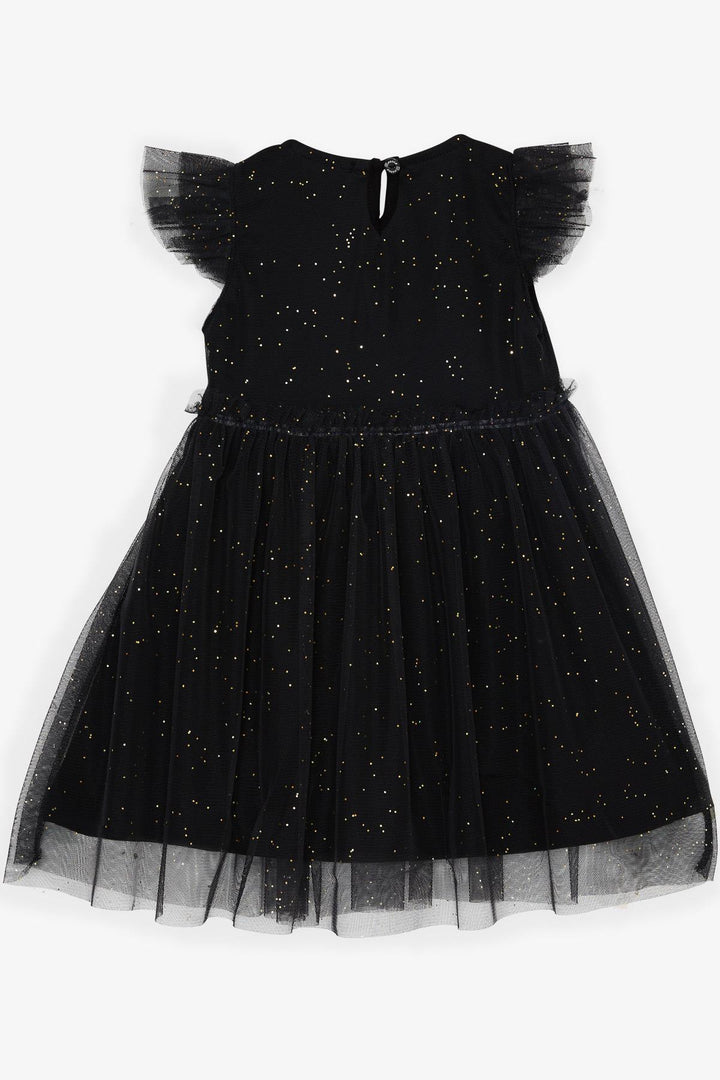 BRE Breeze Girl's Dress with Sequined Tulle Frills, 3-7 Years, Black - Palma