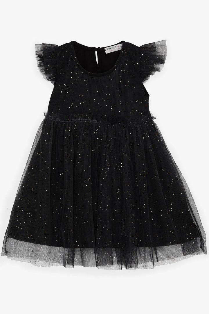 BRE Breeze Girl's Dress with Sequined Tulle Frills, 3-7 Years, Black - Palma
