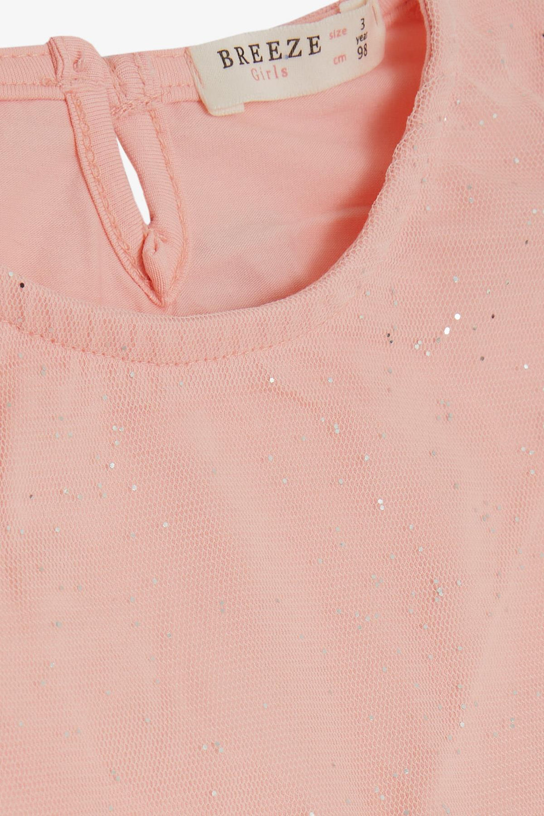 BRE Breeze Girl's Dress with Sequined Tulle Frills, 3-7 Years, Salmon - Yasynuvata