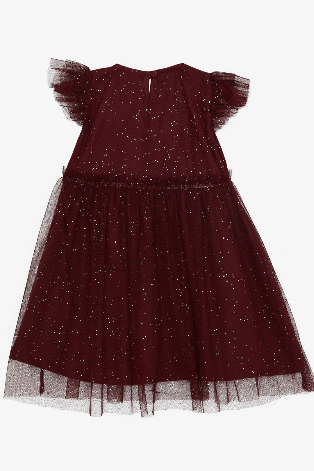 BRE Breeze Girl's Dress with Sequined Tulle Frills, 3-7 Years, Burgundy - Kaufbeuren