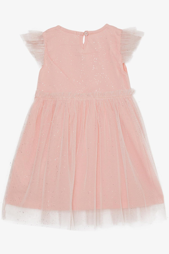 BRE Breeze Girl's Dress with Sequined Tulle Frills, 3-7 Years, Salmon - Yasynuvata