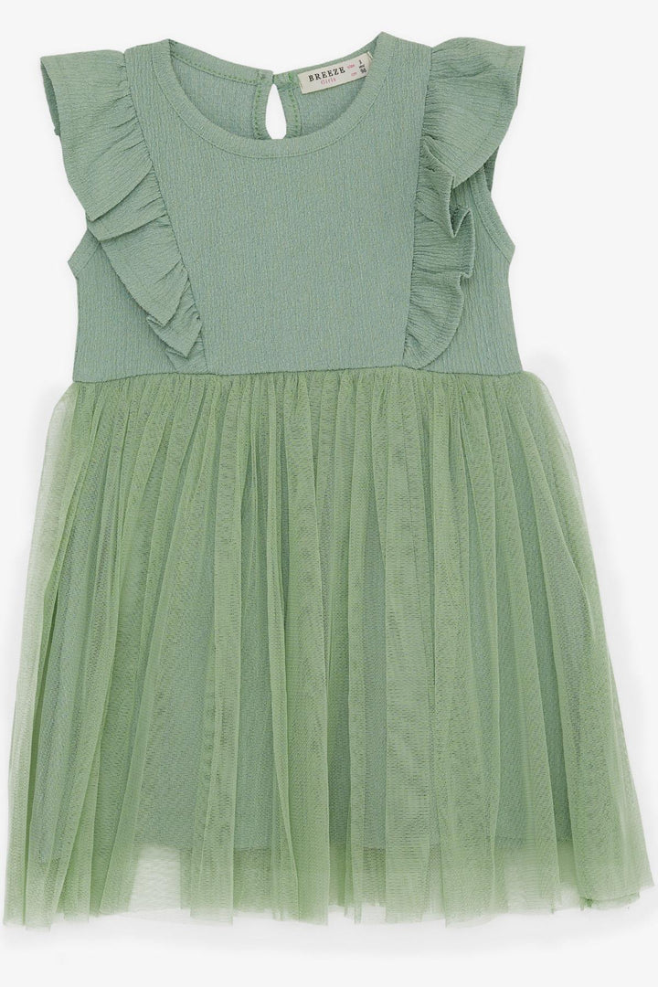 BRE Breeze Girl's Dress with Tulle Frills, 3-8 Years, Mint Green - Porirua