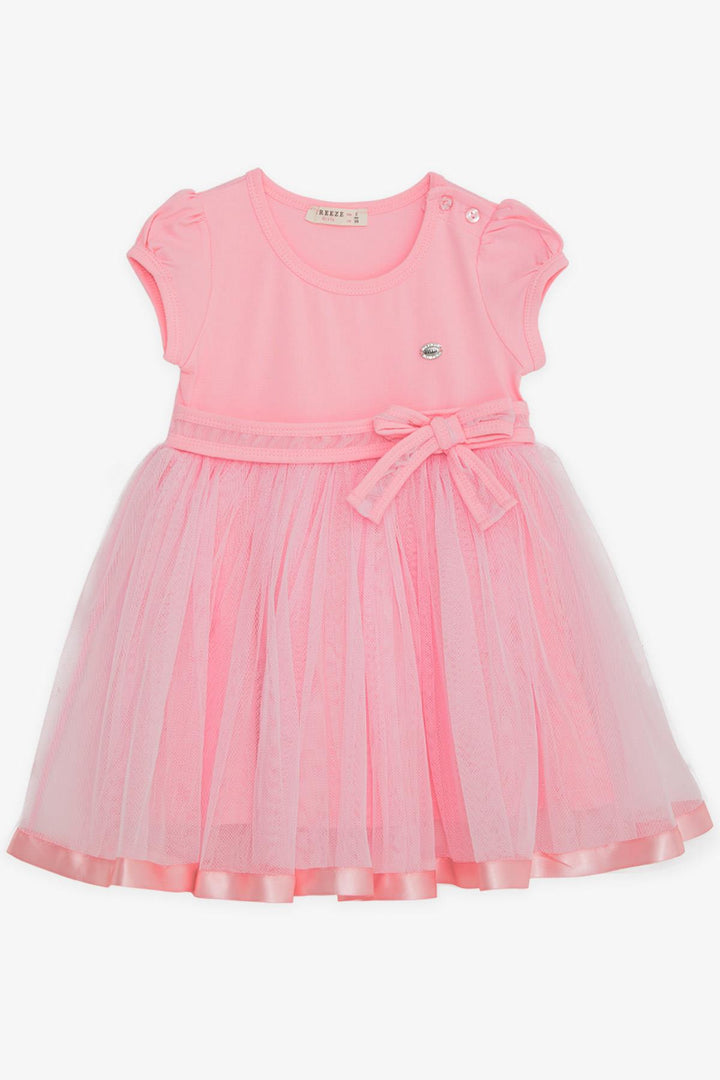 BRE Breeze Girl's Dress with Tulle Bow Armalı 1.5-5 Years, Pink - Cananea