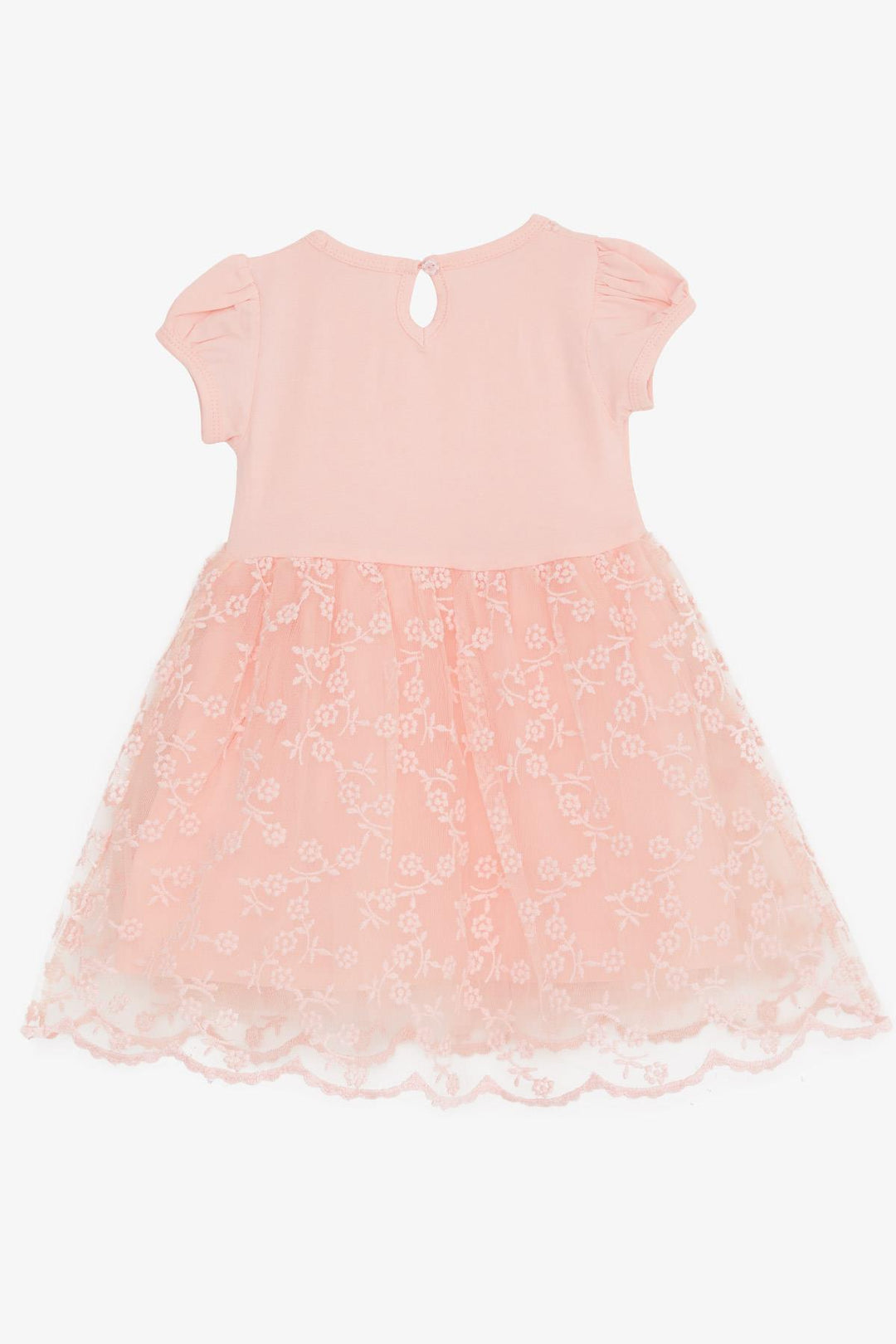 BRE Breeze Girl's Dress with Tulle Embroidery and Bow, 1.5-5 Years, Salmon - Wavre