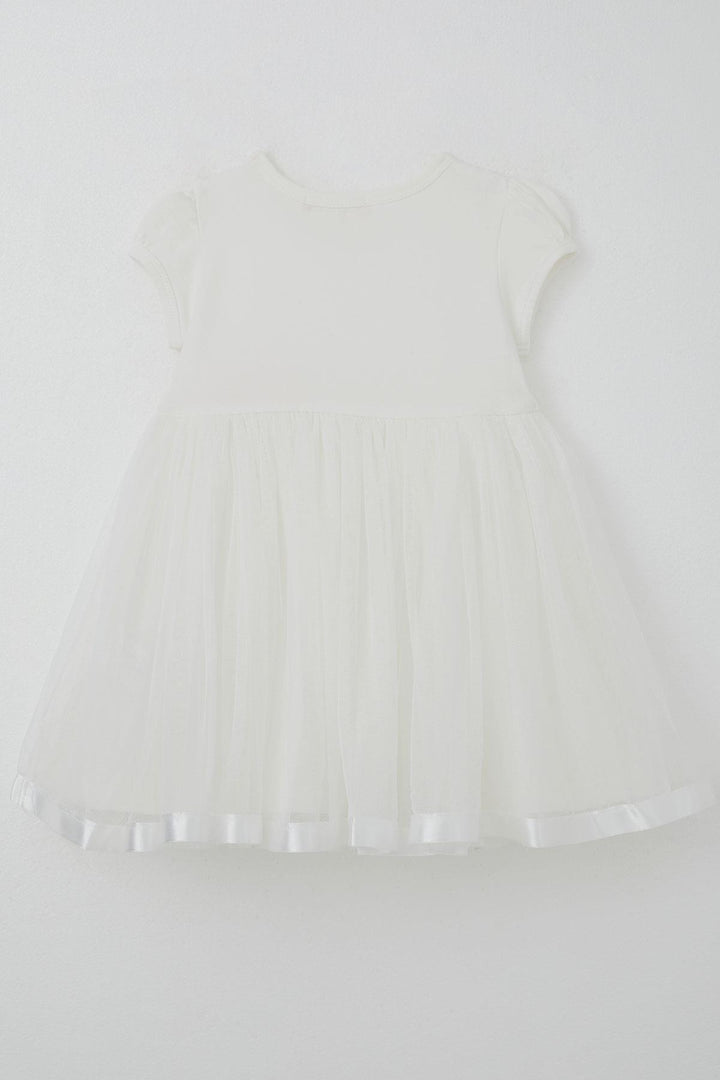 BRE Breeze Girl's Dress with Tulle, Glitter and Bow Accessories, 2-6 Years, Ecru - Santa Pola