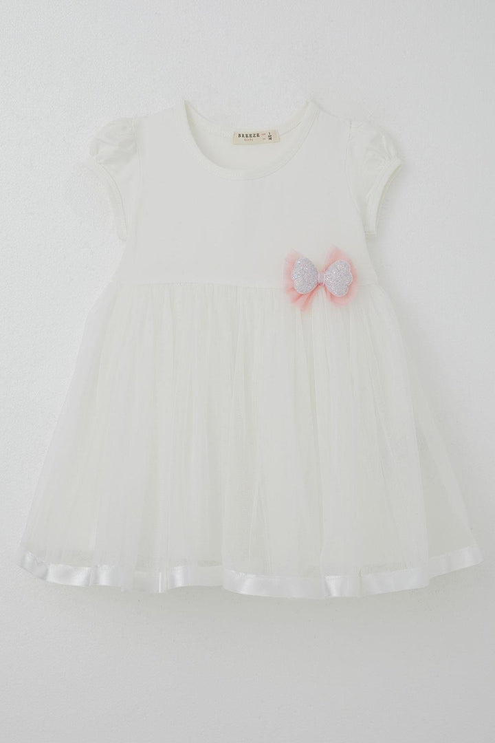 BRE Breeze Girl's Dress with Tulle, Glitter and Bow Accessories, 2-6 Years, Ecru - Santa Pola