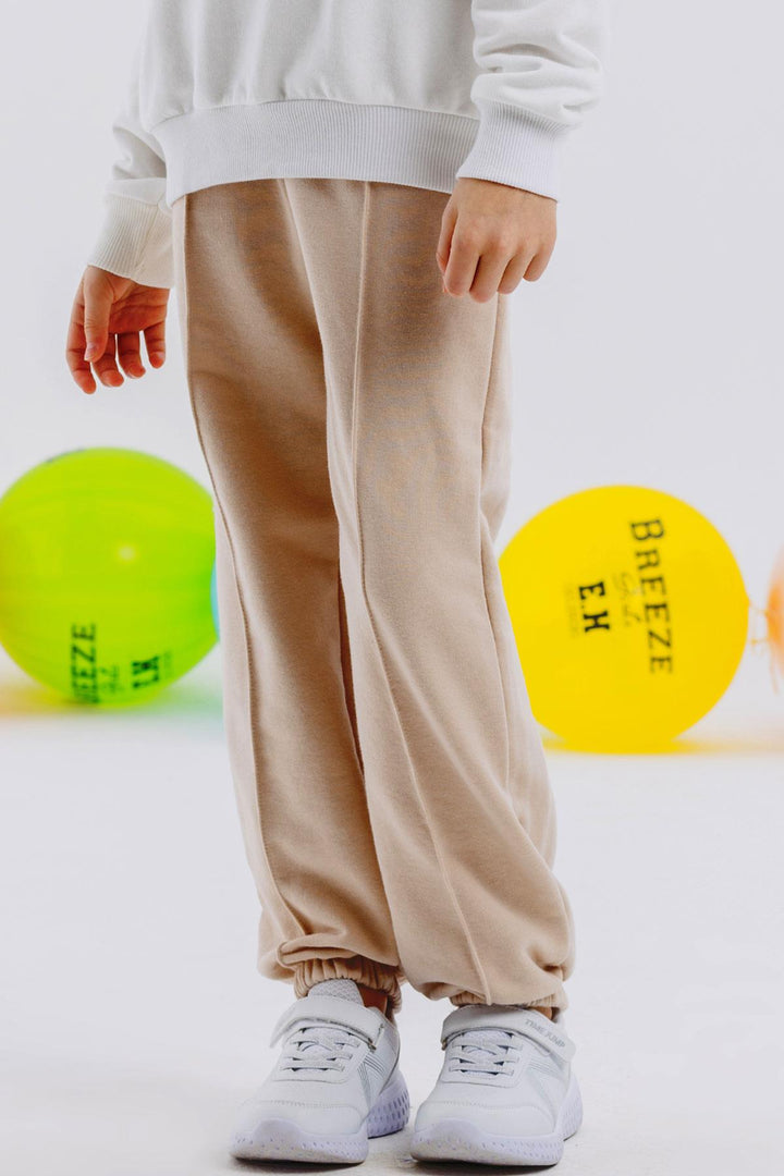 BRE Breeze Girl's Sweatpants with Elastic Waistband and Cuffed Hem, Elastic Pocketed, 94 Years, Beige. - Assen