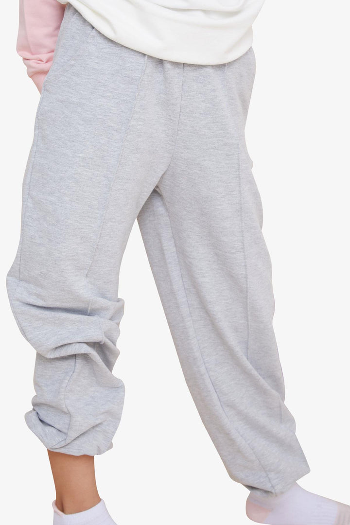 BRE Breeze Girl's Sweatpants with Elastic Waistband and Cuffs, Elastic Pocketed 94 Years, Light Grey Melange - Autlán de Navarro