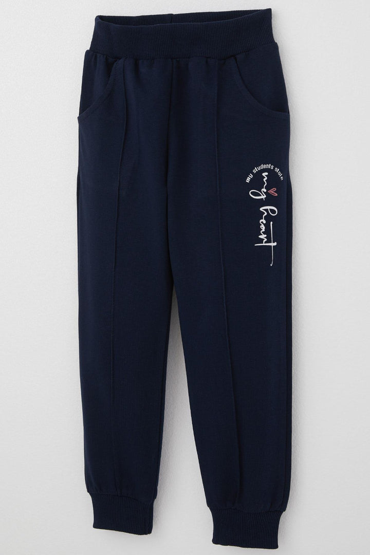 BRE Breeze Girl's Sweatpants with Seam Detail Pockets, Navy, 3-7 Years - Bastia