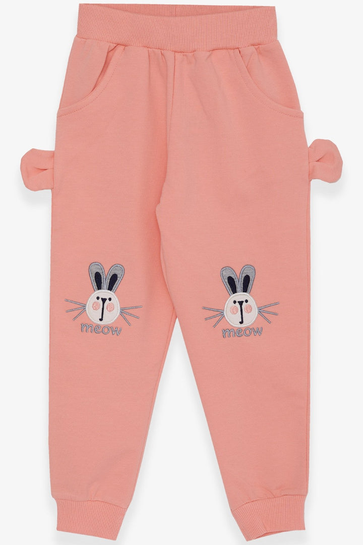 BRE Breeze Girl's Sweatpants with Bunny Embroidery, 1-4 Years, Salmon - Dunedin