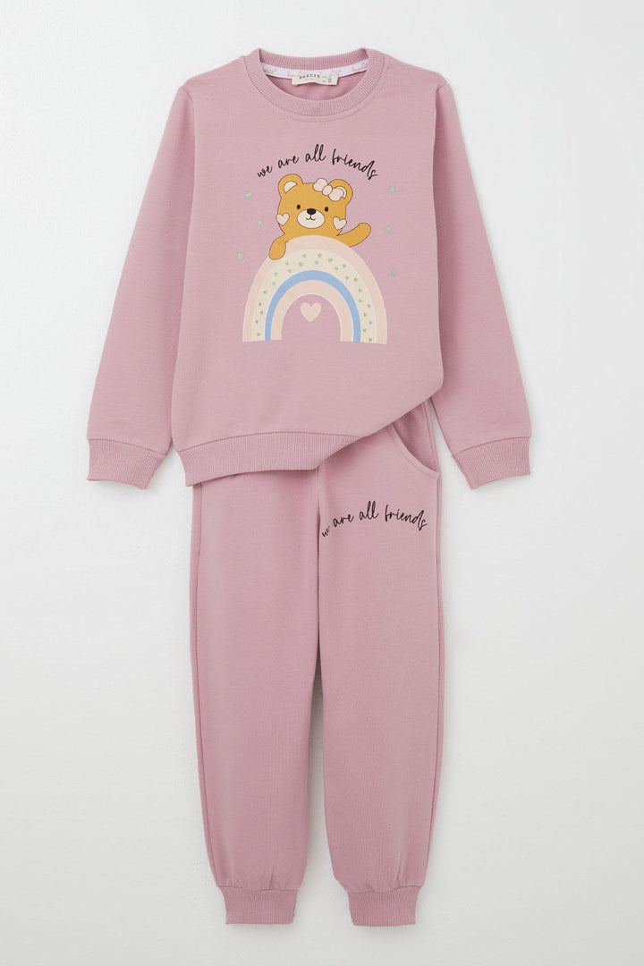 BRE Breeze Girl Child Tracksuit Friendship Themed Cute Bear Printed 1-4 Years, Pink - Waltham