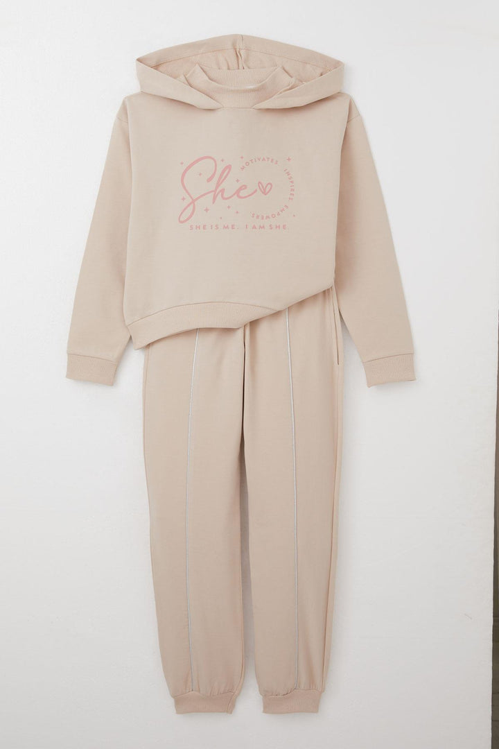 BRE Breeze Girl's Tracksuit with Hoodie, Fisherman Collar, 84 Years, Beige - Cottage Grove