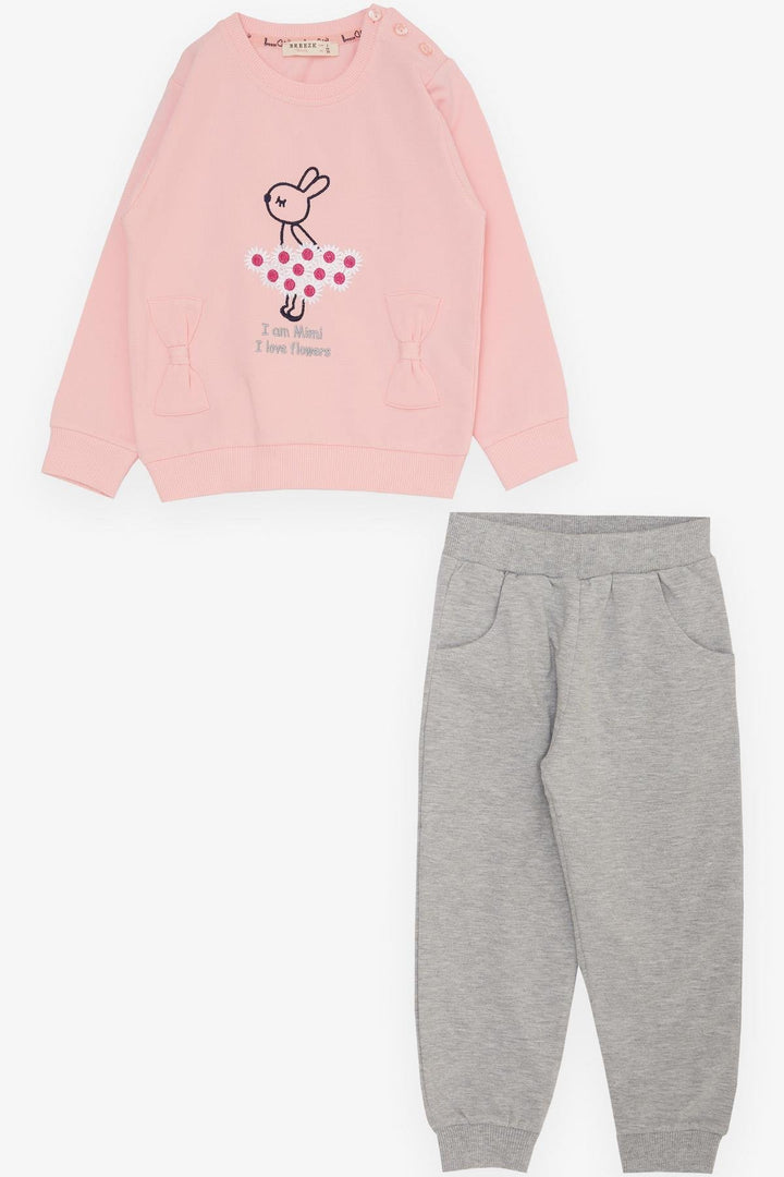 BRE Breeze Girl Child Tracksuit Flower Themed Bunny Embroidered 1-4 Years, Pink - Phoenix