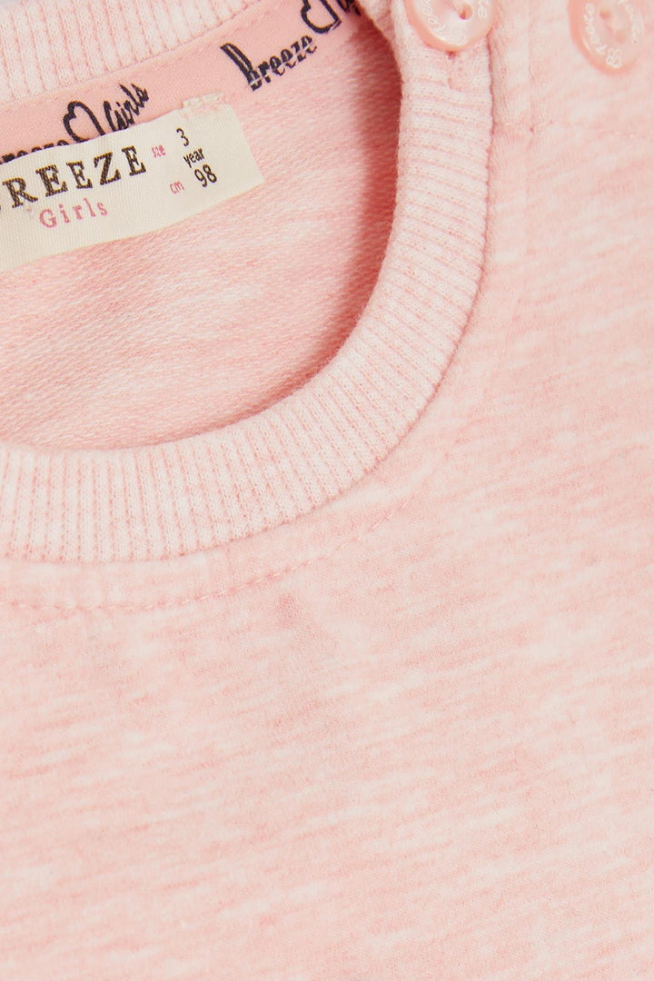 BRE Breeze Girl Child Tracksuit Flower Themed Bunny Embroidered 1-4 Years, Salmon Melange - Vich