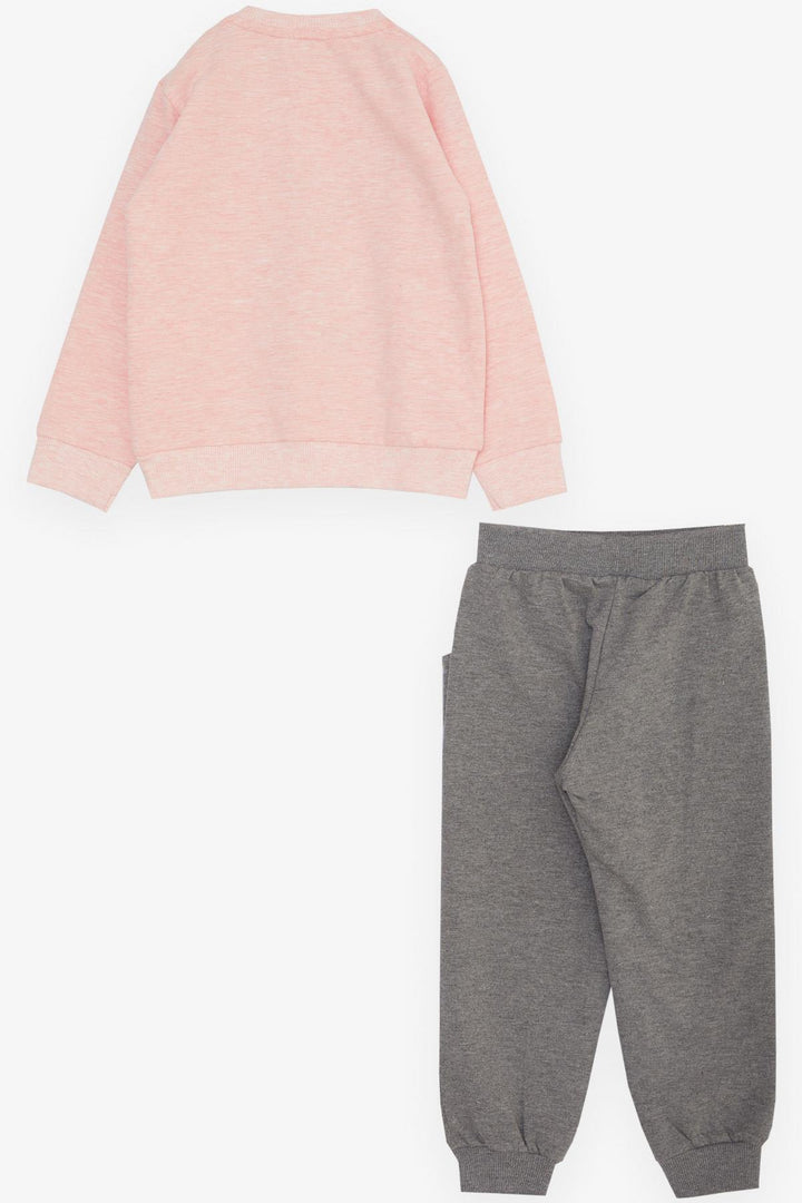 BRE Breeze Girl Child Tracksuit Flower Themed Bunny Embroidered 1-4 Years, Salmon Melange - Vich