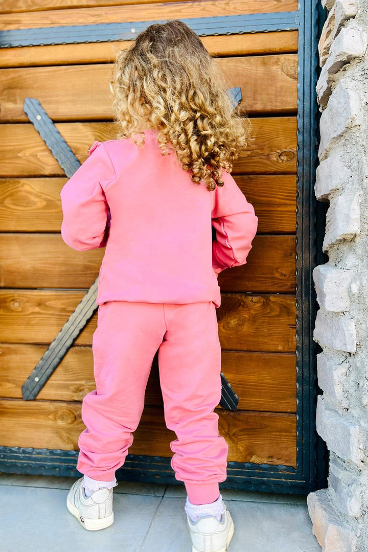 BRE Breeze Girl Child Tracksuit Set with Lace Embroidery, 3-8 Years, Rose Pink - Leyland