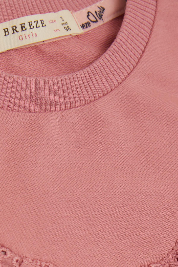 BRE Breeze Girl Child Tracksuit Set with Lace Embroidery, 3-8 Years, Rose Pink - Leyland