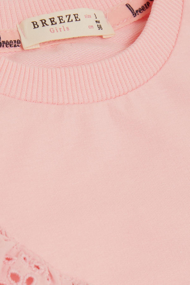 BRE Breeze Girl Child Tracksuit Set with Lace Embroidery, 3-8 Years, Pink - Ancona