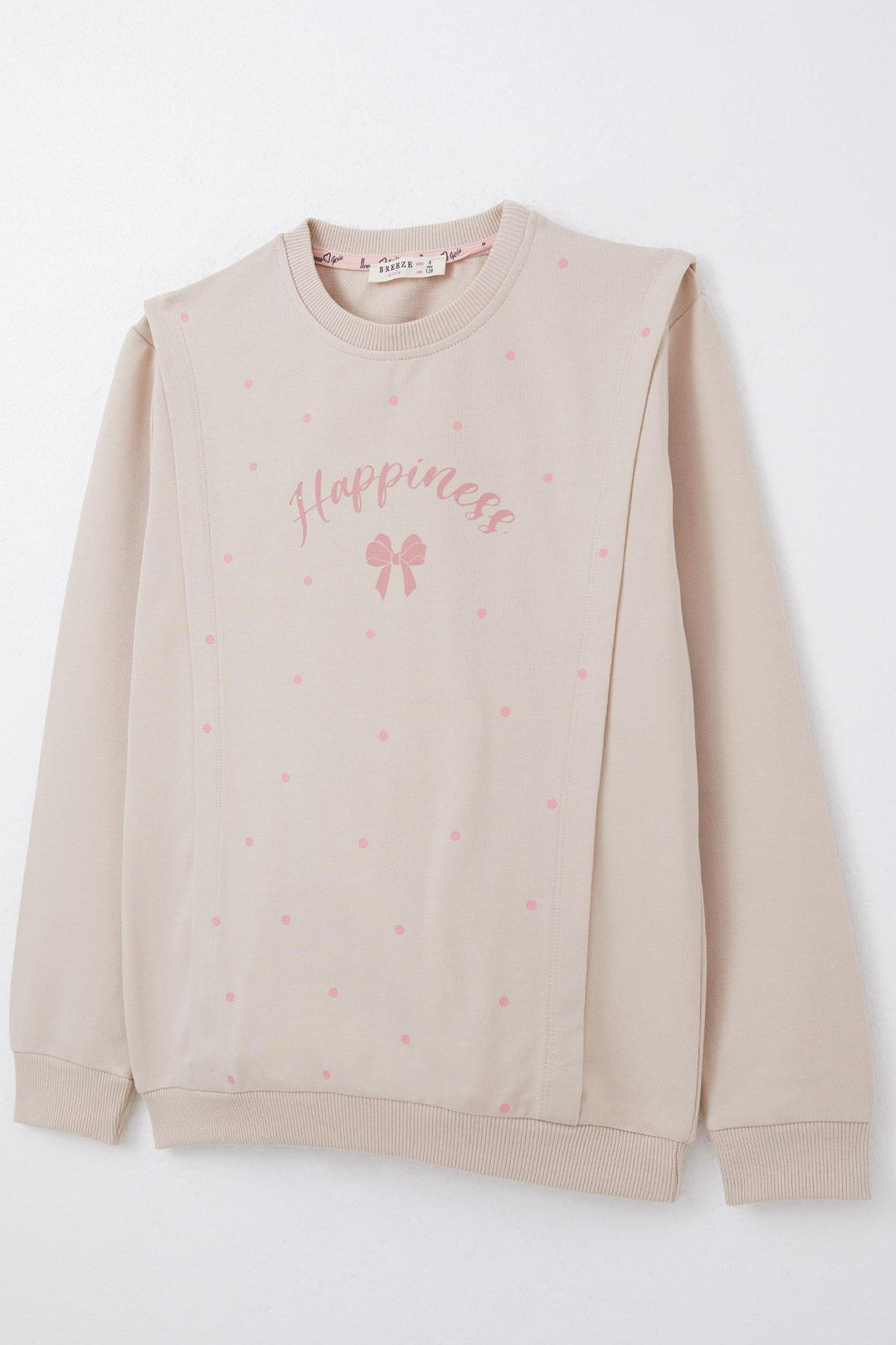 BRE Breeze Girl Child Tracksuit Happiness Themed Polka Dot Patterned 4-8 Years, Beige - Sesto Fiorentino