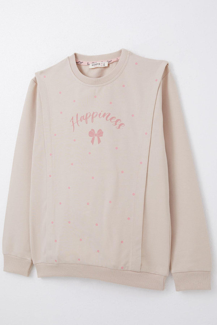 BRE Breeze Girl Child Tracksuit Happiness Themed Polka Dot Patterned 4-8 Years, Beige - Sesto Fiorentino