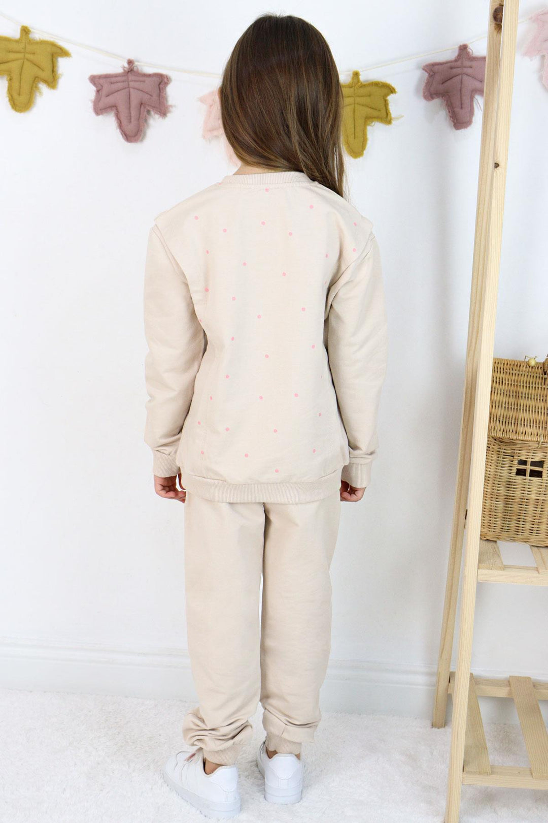 BRE Breeze Girl Child Tracksuit Happiness Themed Polka Dot Patterned 4-8 Years, Beige - Sesto Fiorentino