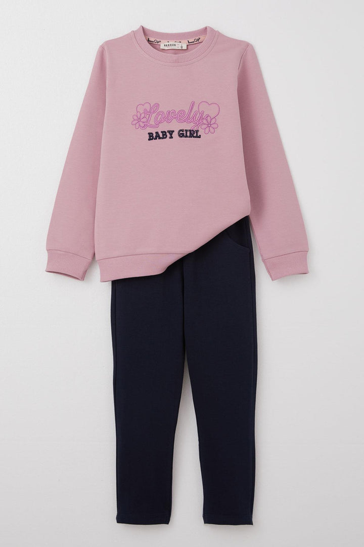 BRE Breeze Girl Child Tracksuit Love Themed Writing Embroidered 1-4 Years, Pink - Kaiserslautern