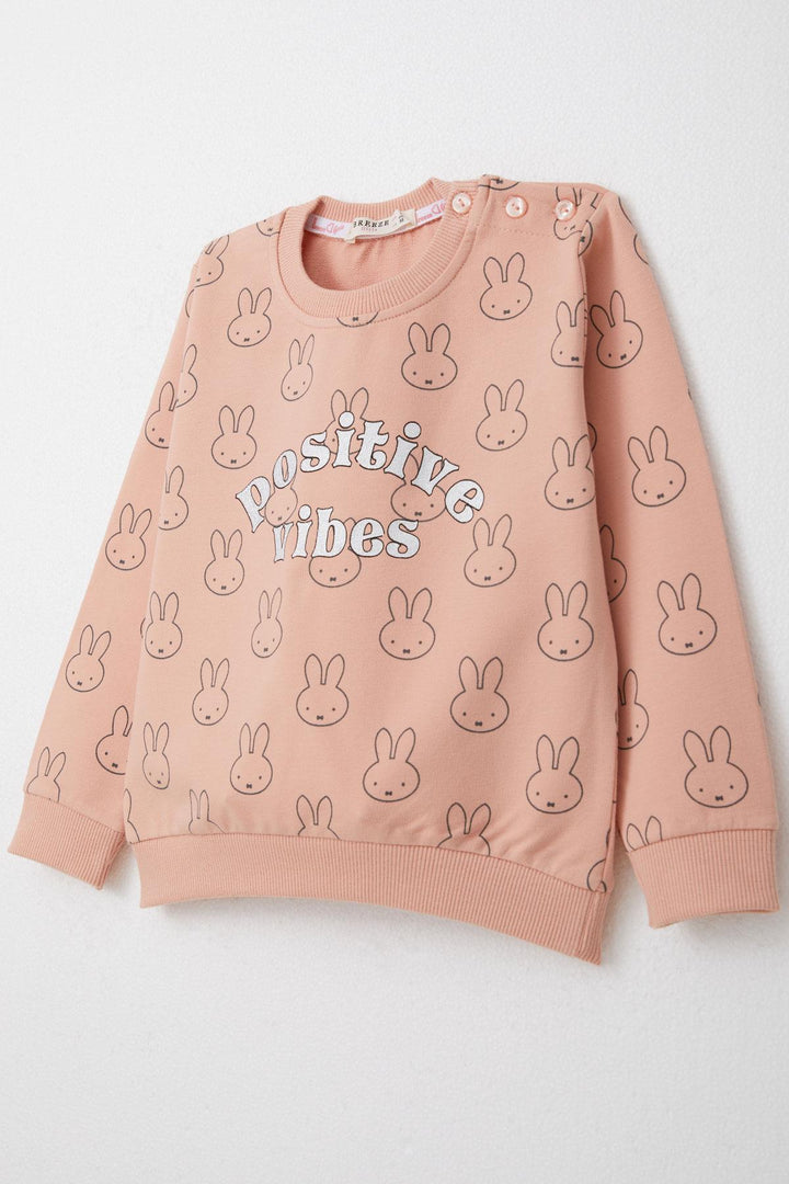 BRE Breeze Girl Child Tracksuit Cute Bunny Patterned 1-4 Years, Salmon - Tarrasa