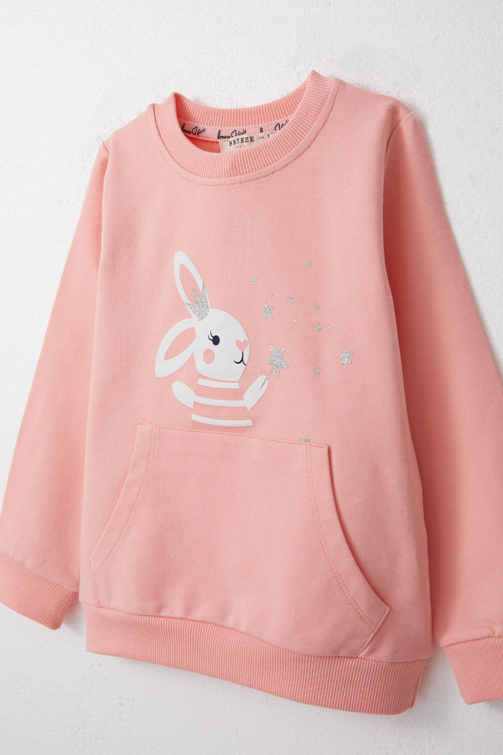 BRE Breeze Girl Child Tracksuit Cute Magician Bunny Printed 1-4 Years, Salmon - Sambir