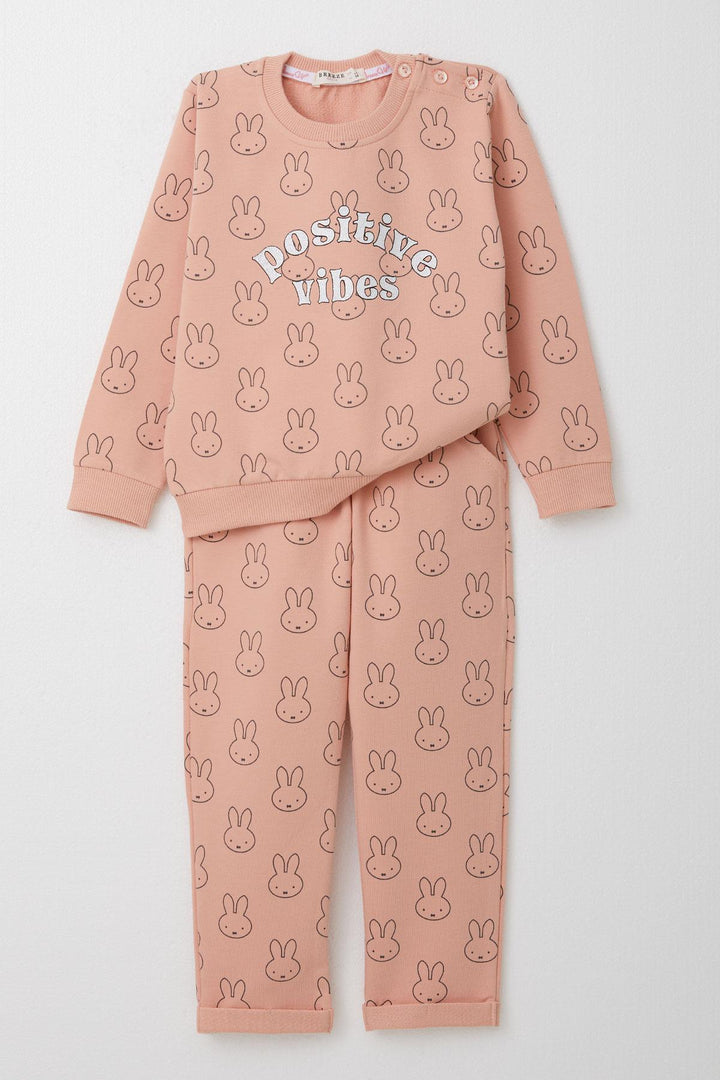 BRE Breeze Girl Child Tracksuit Cute Bunny Patterned 1-4 Years, Salmon - Tarrasa