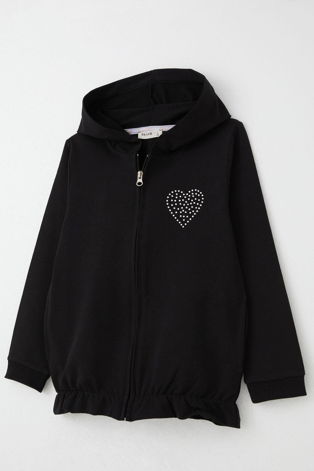 BRE Breeze Girl Child Tracksuit with Stone Embroidered Heart, 4-9 Years, Black - Sesto San Giovanni