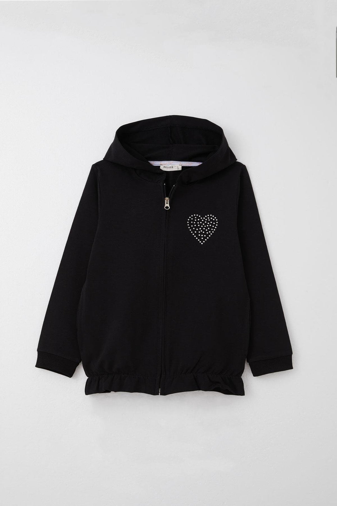 BRE Breeze Girl Child Tracksuit with Stone Embroidered Heart, 4-9 Years, Black - Sesto San Giovanni