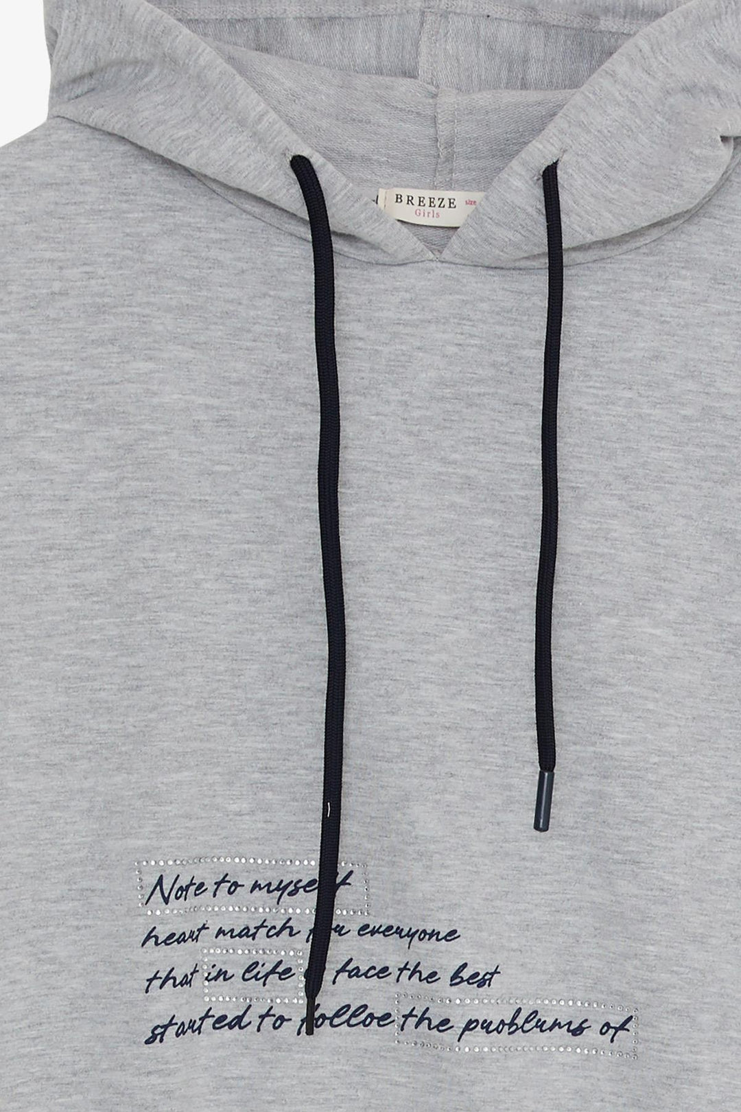 BRE Breeze Girl's Tracksuit with Rhinestone Printed Hoodie 82 Years, Grey Melange - Whanganui