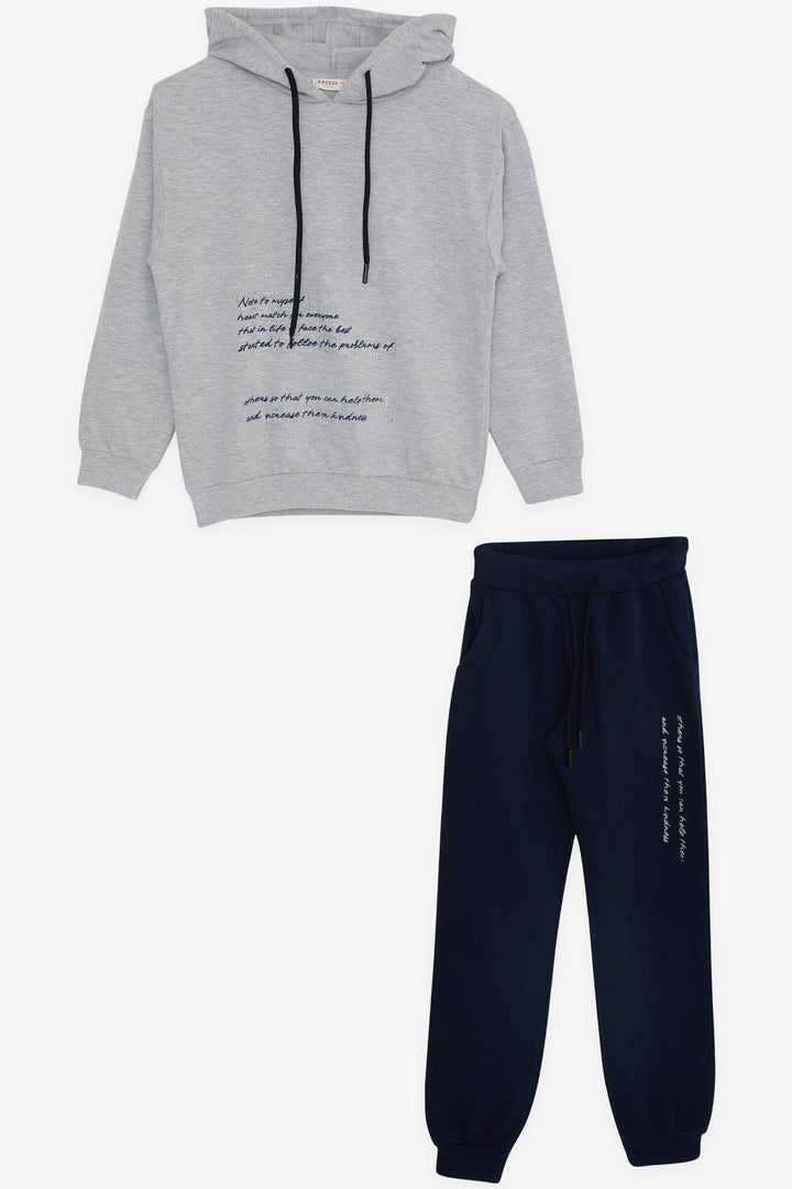 BRE Breeze Girl's Tracksuit with Rhinestone Printed Hoodie 82 Years, Grey Melange - Whanganui