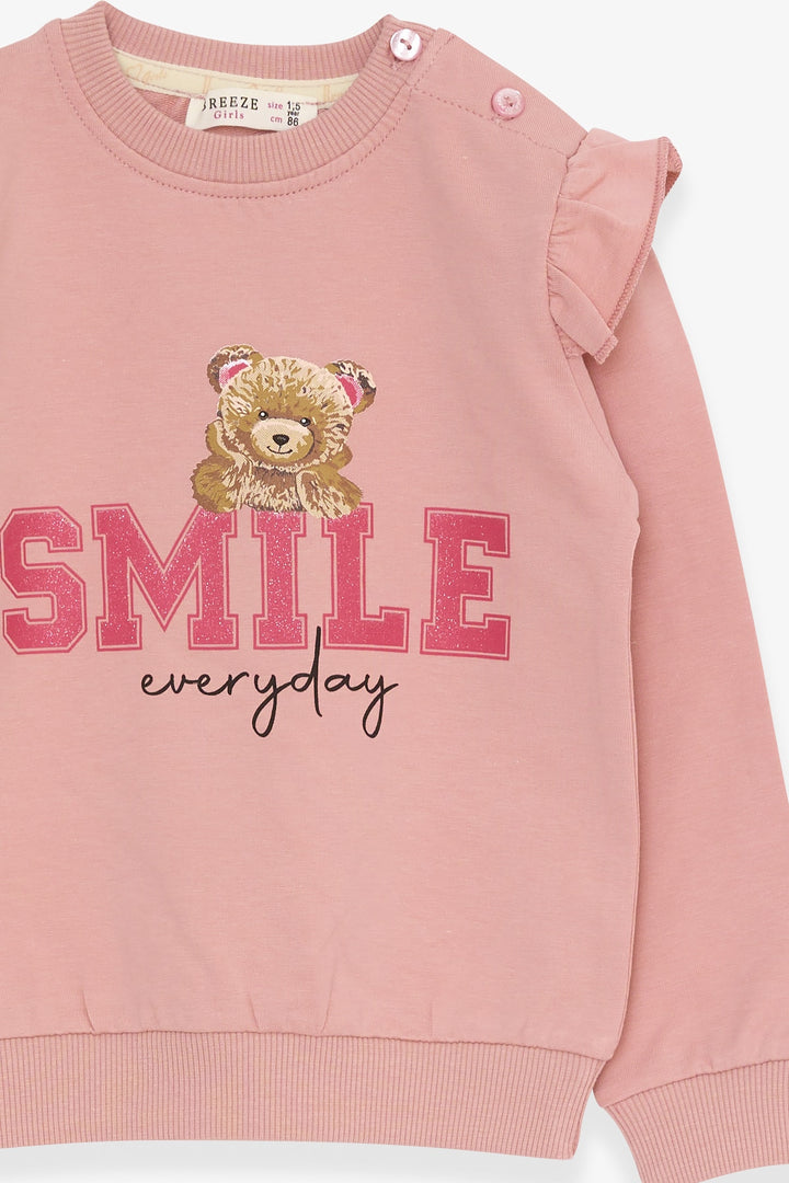 BRE Breeze Girl Child Tracksuit Teddy Bear Glittery Text Printed 1.5-5 Years, Salmon - Commerce City