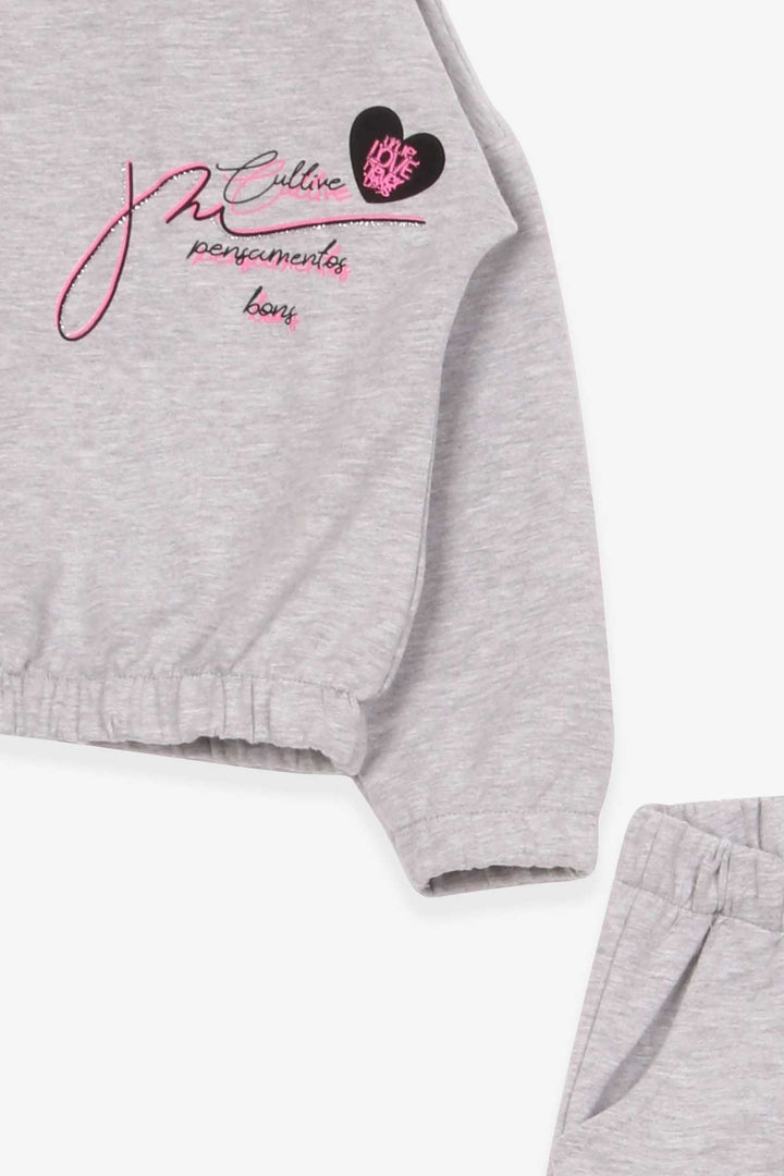 BRE Breeze Girl's Tracksuit with Elastic Waistband 3-7 Years, Light Grey Melange - El Mirage