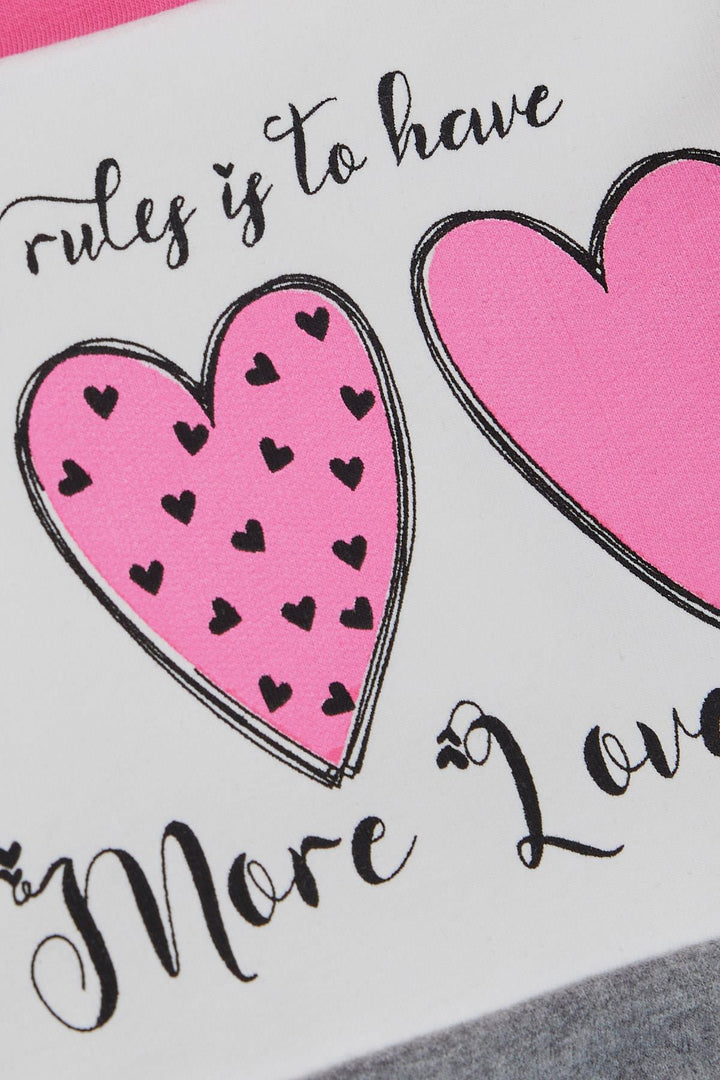 BRE Breeze Girl Child Tracksuit Block Pattern Heart Printed 2-6 Years, Pink - Joplin