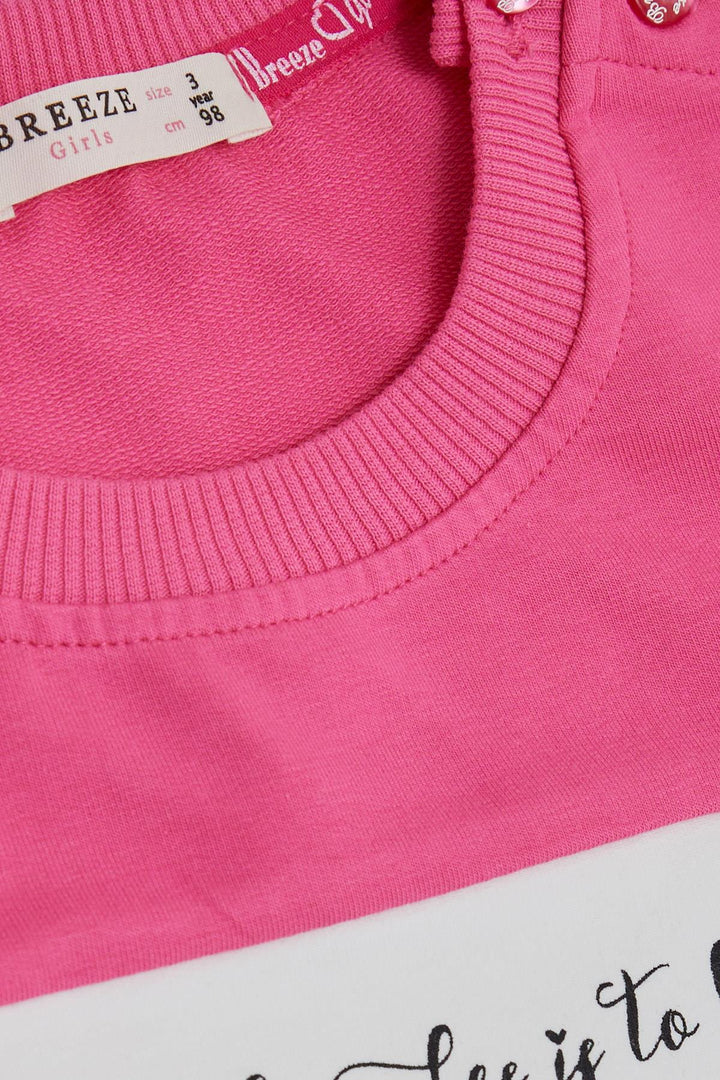 BRE Breeze Girl Child Tracksuit Block Pattern Heart Printed 2-6 Years, Pink - Joplin