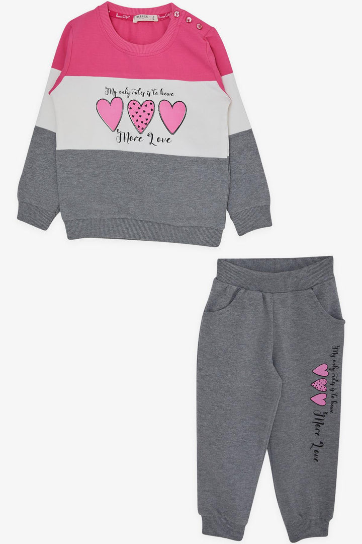 BRE Breeze Girl Child Tracksuit Block Pattern Heart Printed 2-6 Years, Pink - Joplin