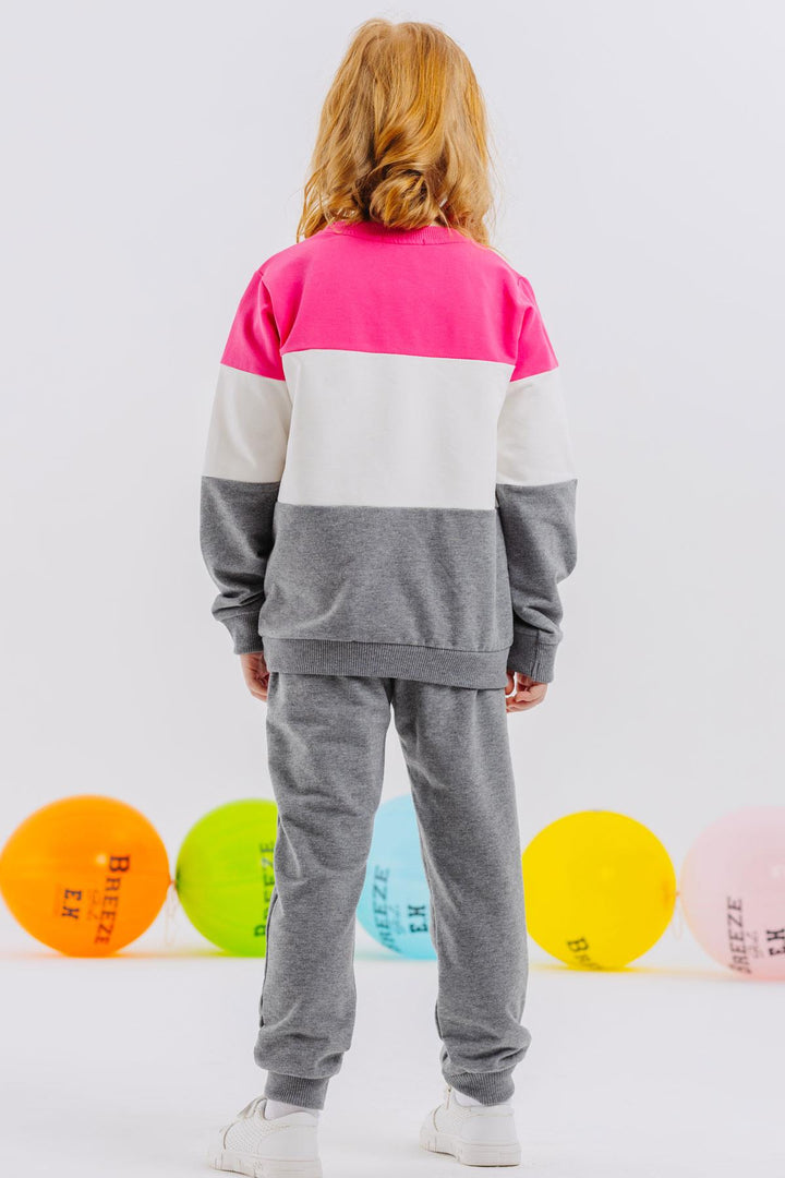 BRE Breeze Girl Child Tracksuit Block Pattern Heart Printed 2-6 Years, Pink - Joplin