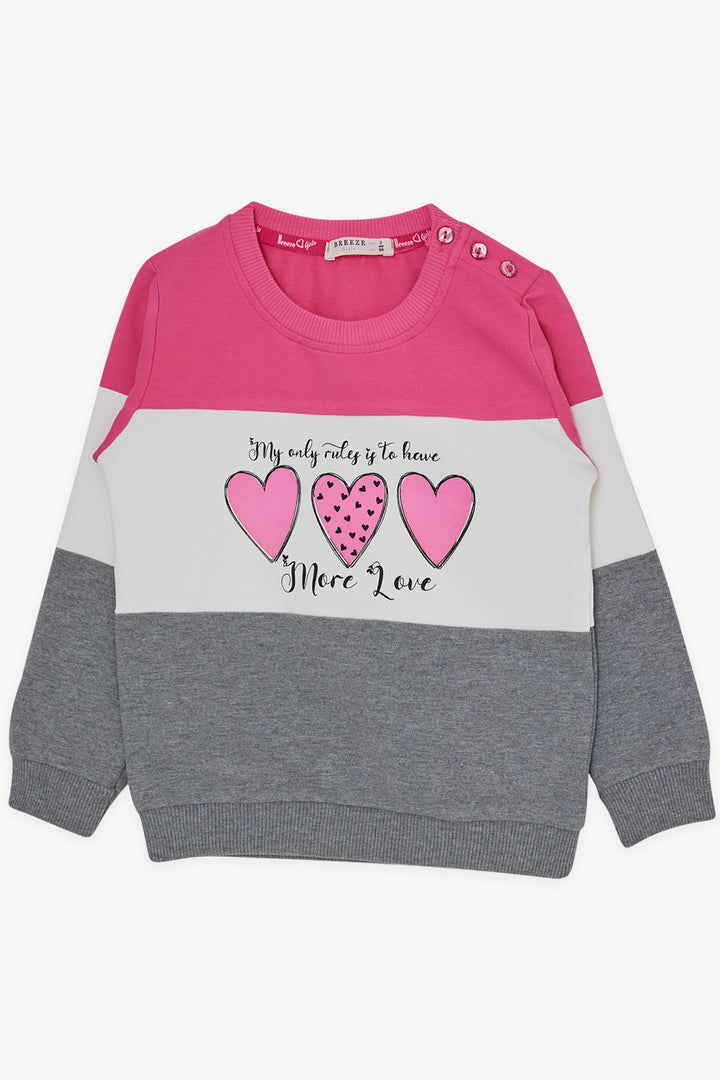 BRE Breeze Girl Child Tracksuit Block Pattern Heart Printed 2-6 Years, Pink - Joplin